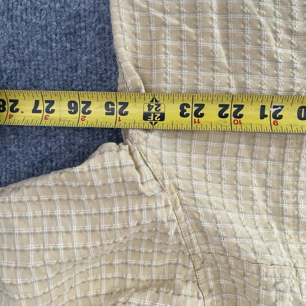 The North Face Shirt Men's Sz XL Yellow Plaid Short Sleeve Hiking Button Top